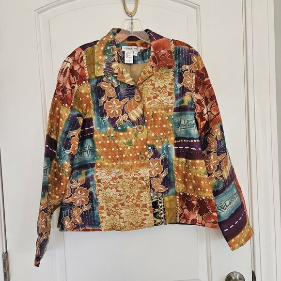Coldwater Creek Jackets & Blazers - COLDWATER CREEK Dressy Autumn Blazer Button Up Beads/Sequin Floral Sz. Med Fall‎